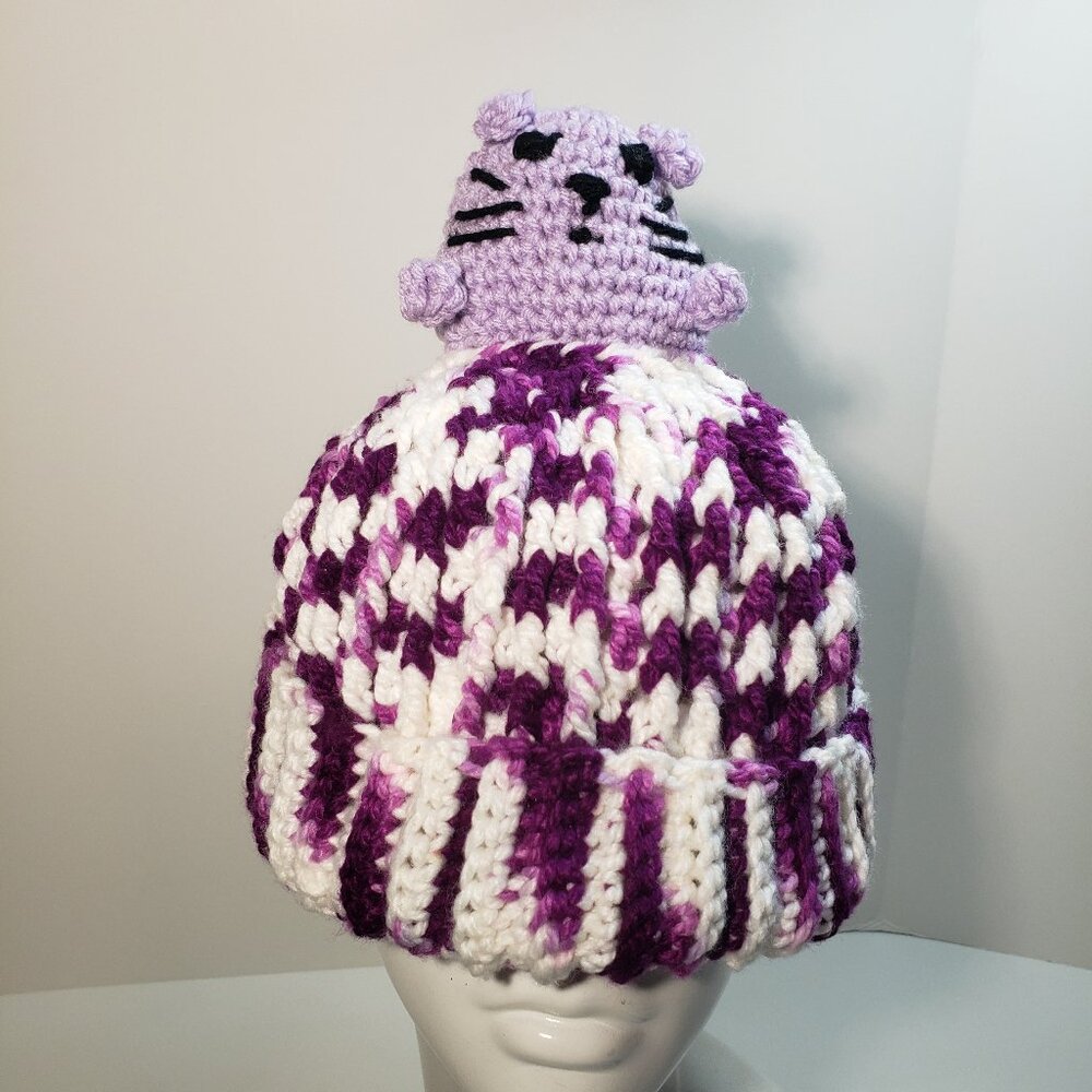 New Handmade Amigurumi Crochet Multicolor Purple Hamster Cartoon Hat Beanie Cute